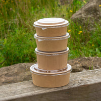 1300ml Eco-Friendly Large Kraft Round Bowl Takeaway Food Containers - 200pcs