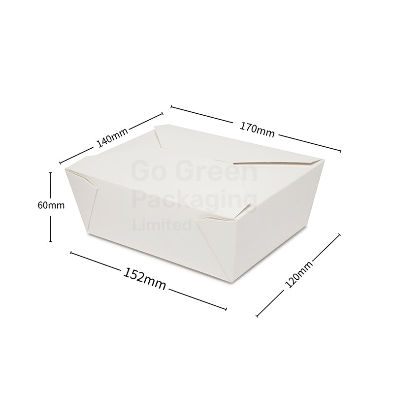 No 8A. White Kraft Deli Takeaway Boxes 1050ml - 300pcs