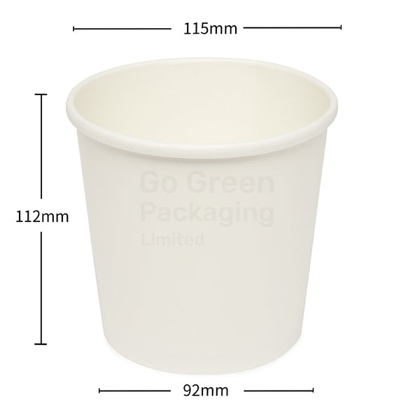 26oz Soup & Food White Kraft Containers-  116mm - 500pcs