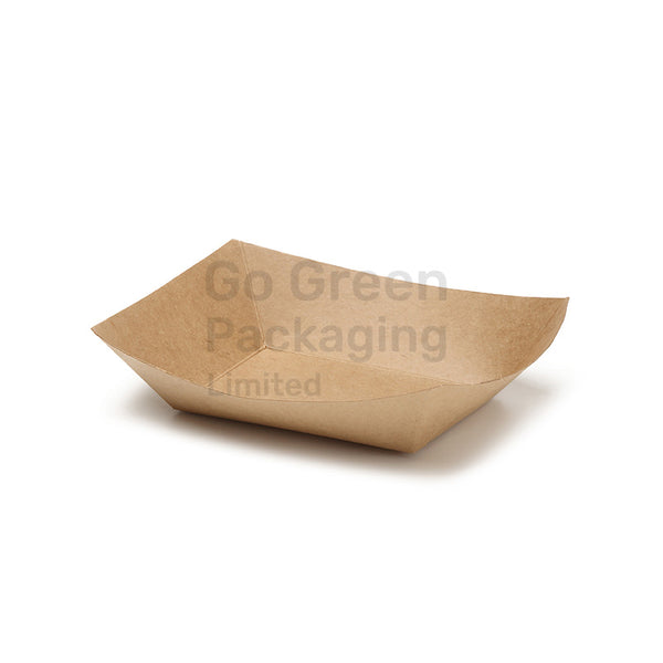 1000x Eco-Friendly Small Brown Kraft Street Food Tray 154mm ...