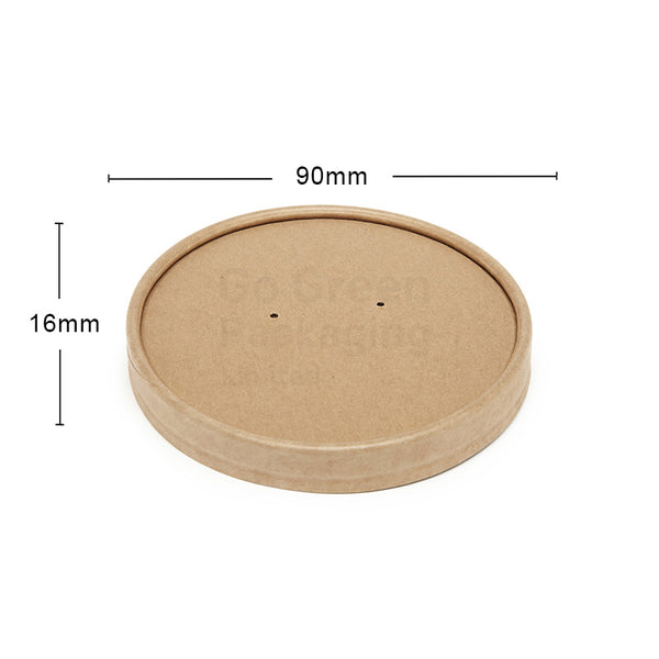 90mm Kraft Paper Lids For 8oz|12oz Soup & Food Containers - 500pcs